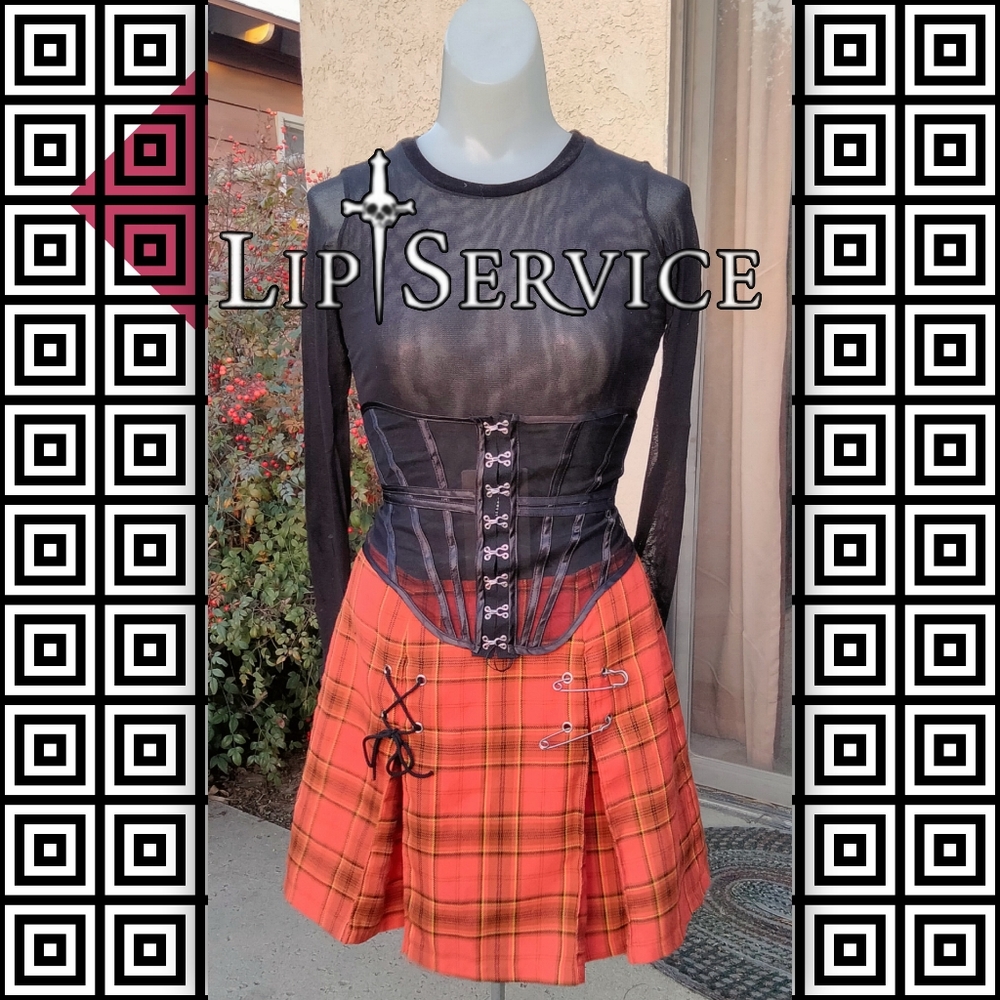 Vintage Red Plaid Lip Service Pleated Schoolgirl Skirt
